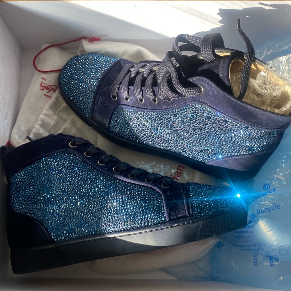 Christian Louboutin Louis Flat Veau Velours/Strass size 39